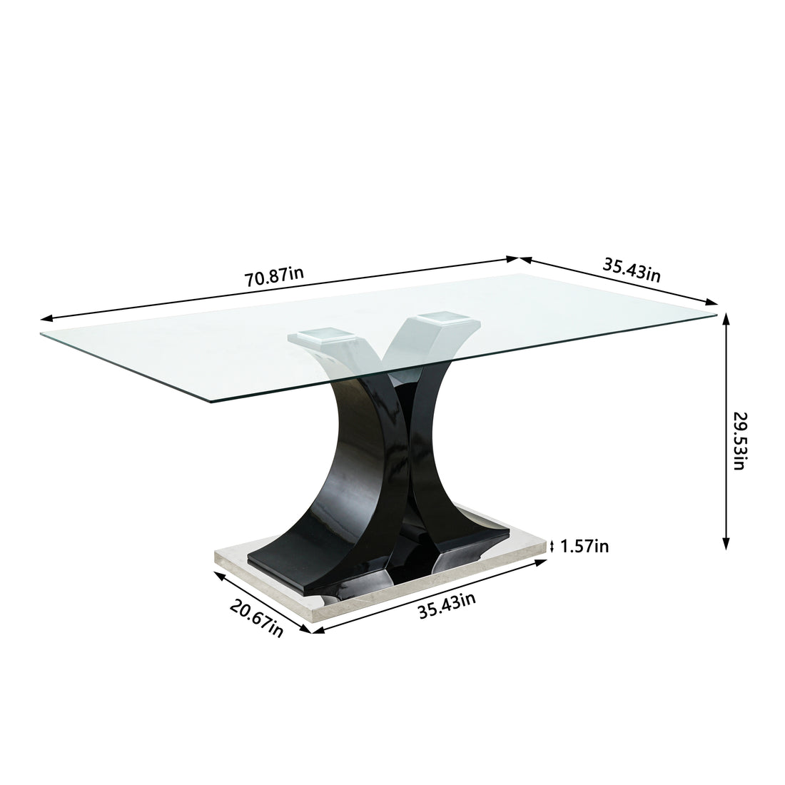 Modern style glass table, elegant transparent design white-mdf+metal