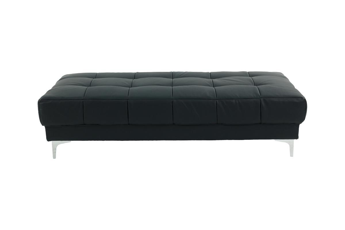 Black Bonded Leather Extra large Ottoman Metal