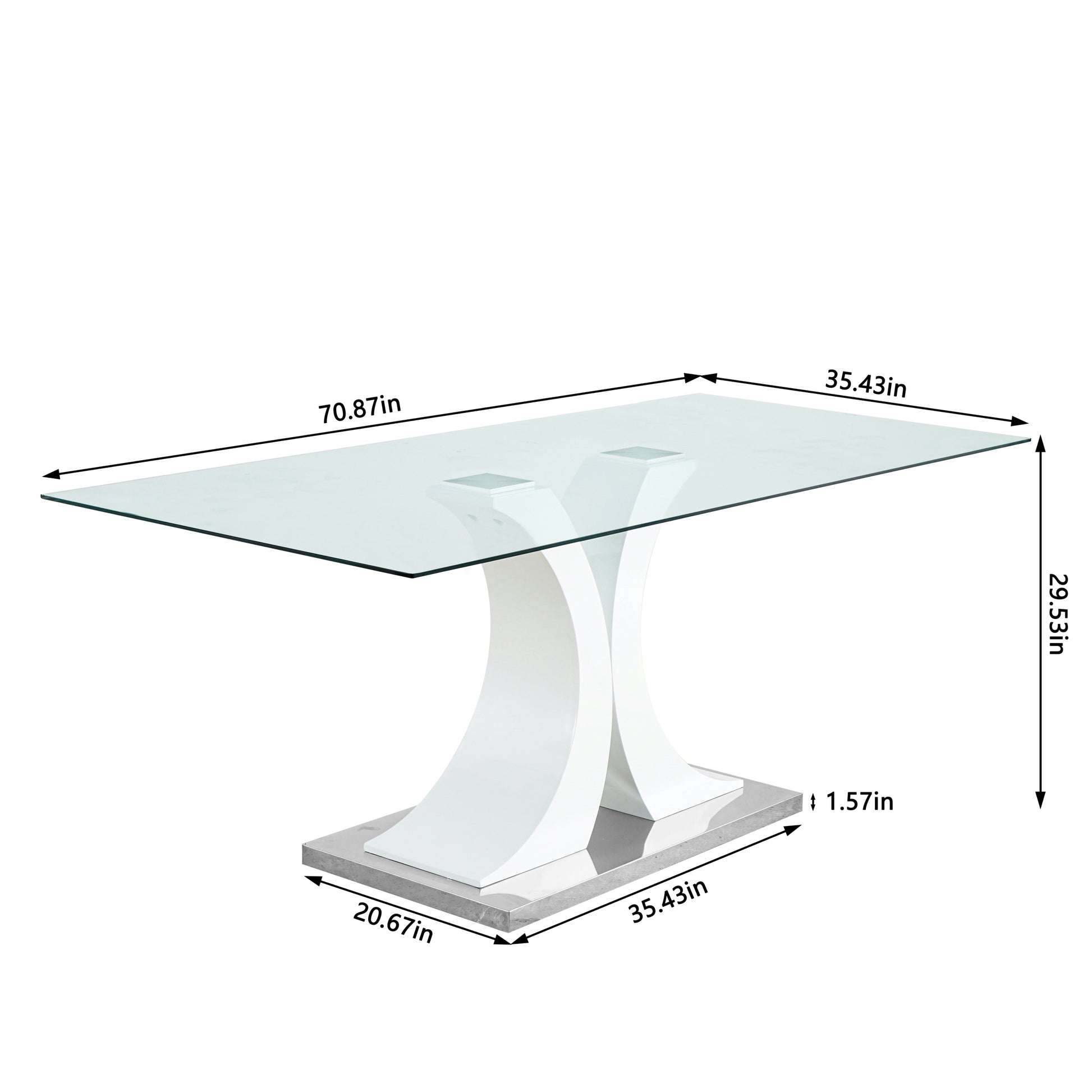 Modern Style Glass Dining Table, Elegant