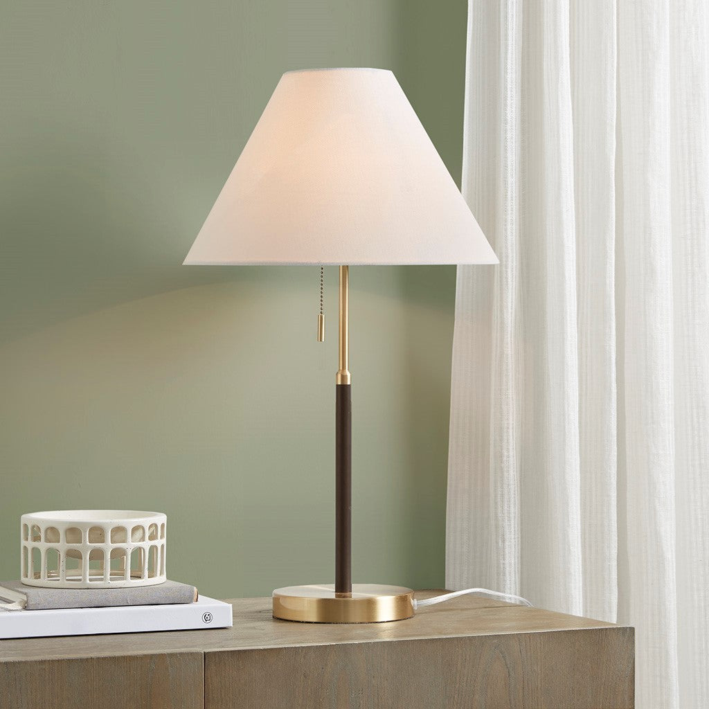 Two Tone Pull Chain Table Lamp - White Iron