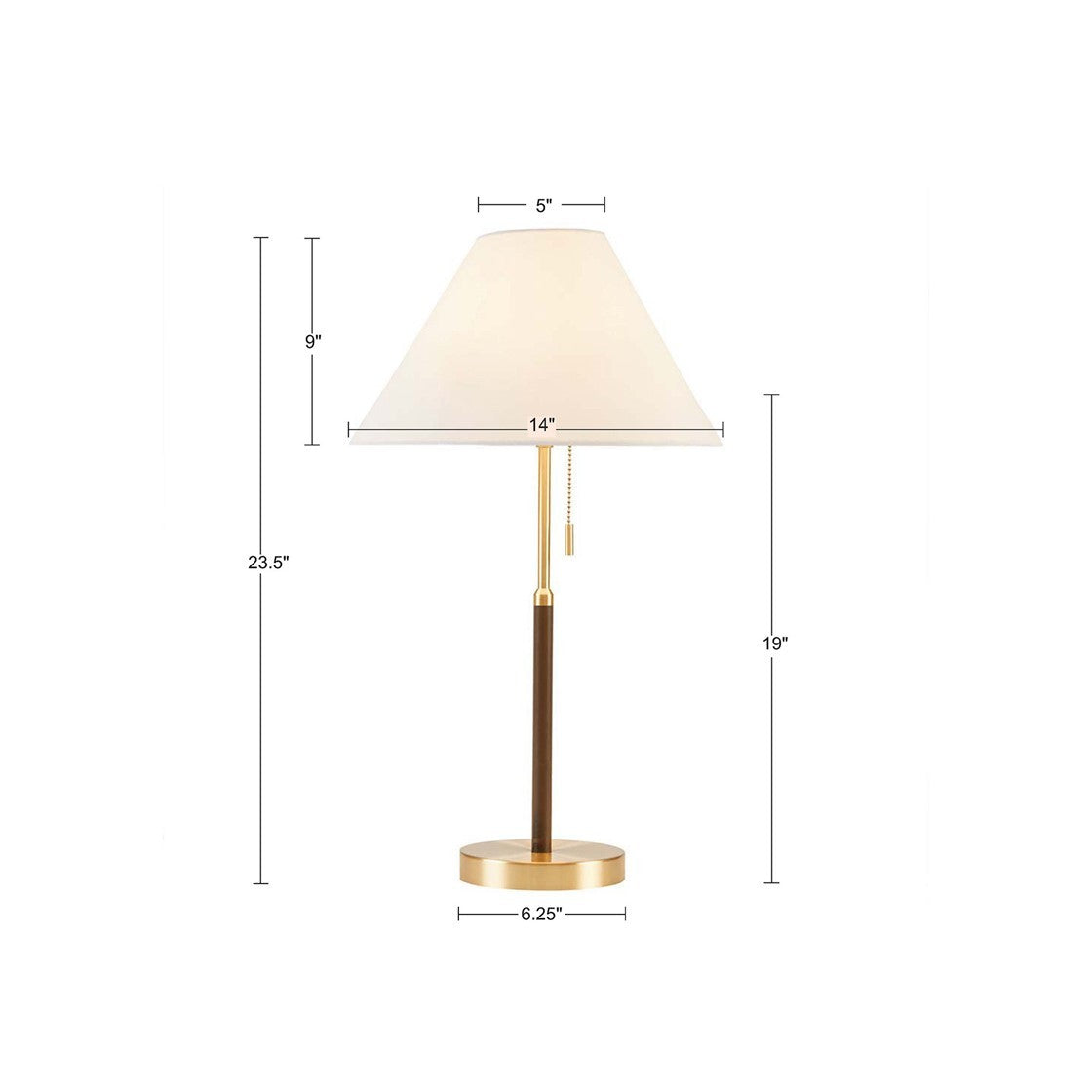 Two Tone Pull Chain Table Lamp - White Iron