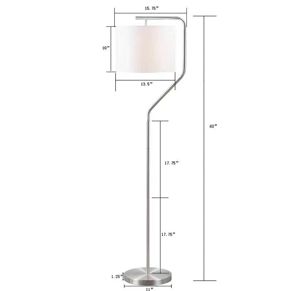 Angular Arched Metal Floor Lamp silver-polyester