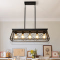 5 Light Farmhouse Chandeliers for Dining Room, Metal golden black-ceiling lights-farmhouse-iron