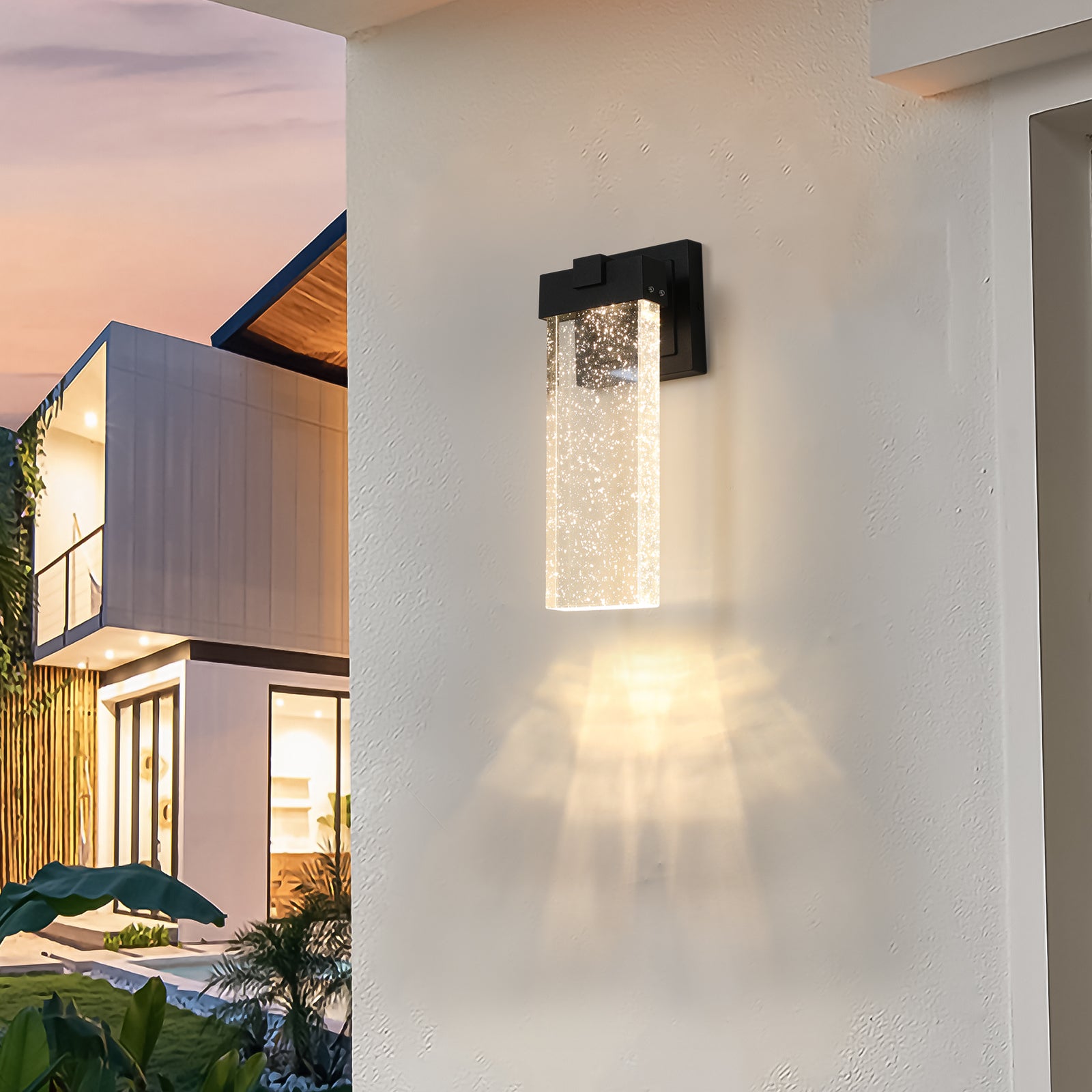 Outdoor Waterproof Transparent LED Crystal Wall Lamp 2 black-modern-crystal-aluminium