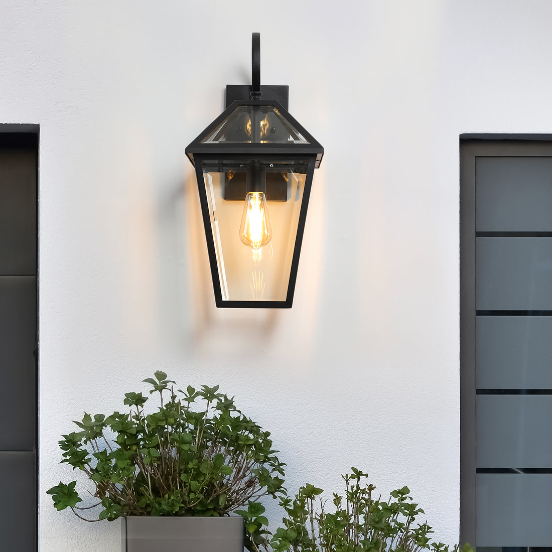 Modern Outdoor Waterproof Wall Lamp 2pack black-traditional-glass