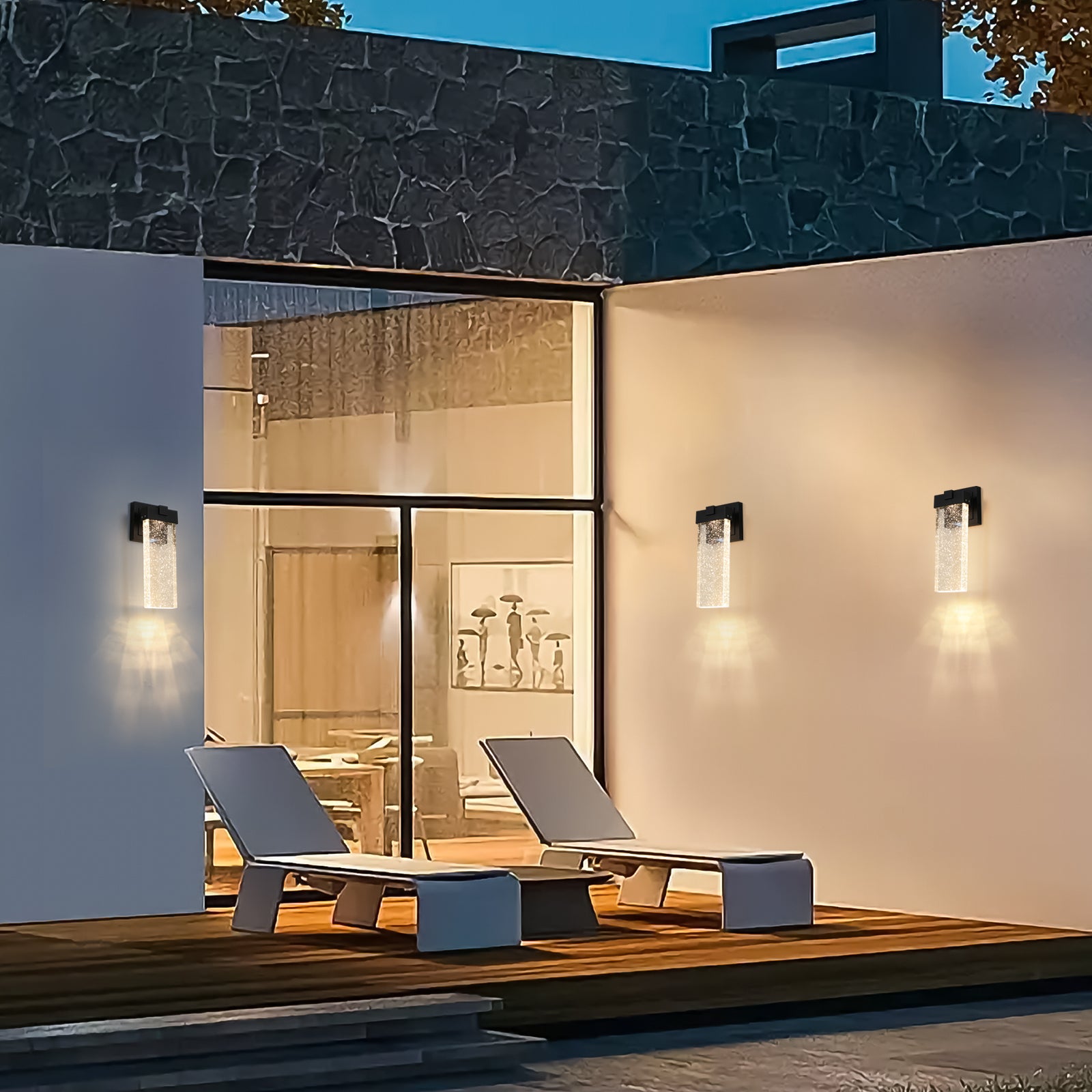 Outdoor Waterproof Transparent LED Crystal Wall Lamp 2 black-modern-crystal-aluminium