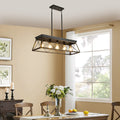 5 Light Farmhouse Chandeliers for Dining Room, Metal golden black-ceiling lights-farmhouse-iron