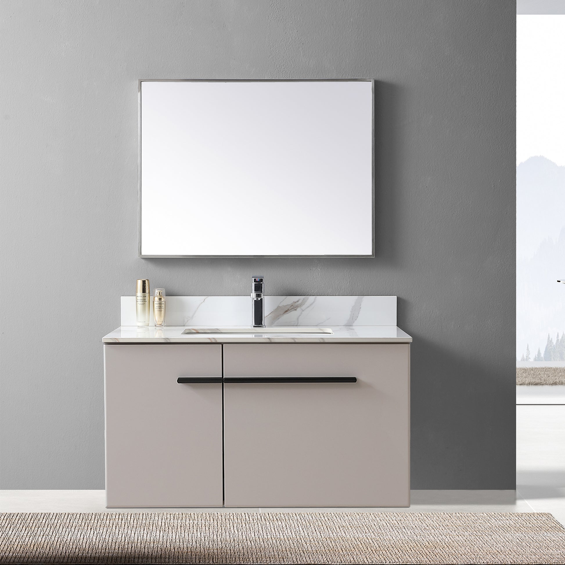 Montary 37inch bathroom vanity top stone carrara gold white-sintered stone