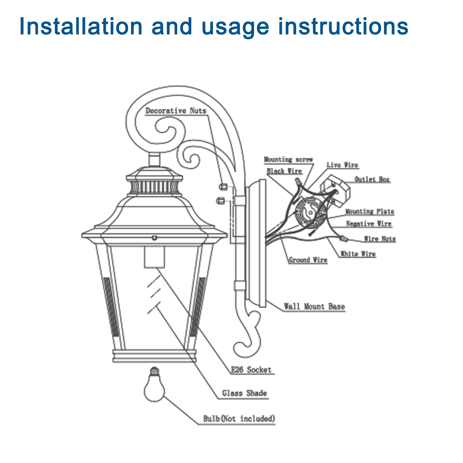 Large Outdoor Wall Sconce Lights with Clear Glass