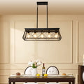 5 Light Farmhouse Chandeliers for Dining Room, Metal golden black-ceiling lights-farmhouse-iron