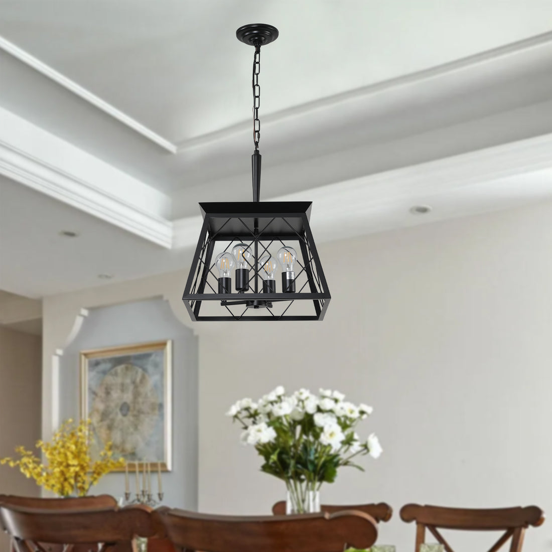 4 Light Farmhouse Chandeliers For Dining Room