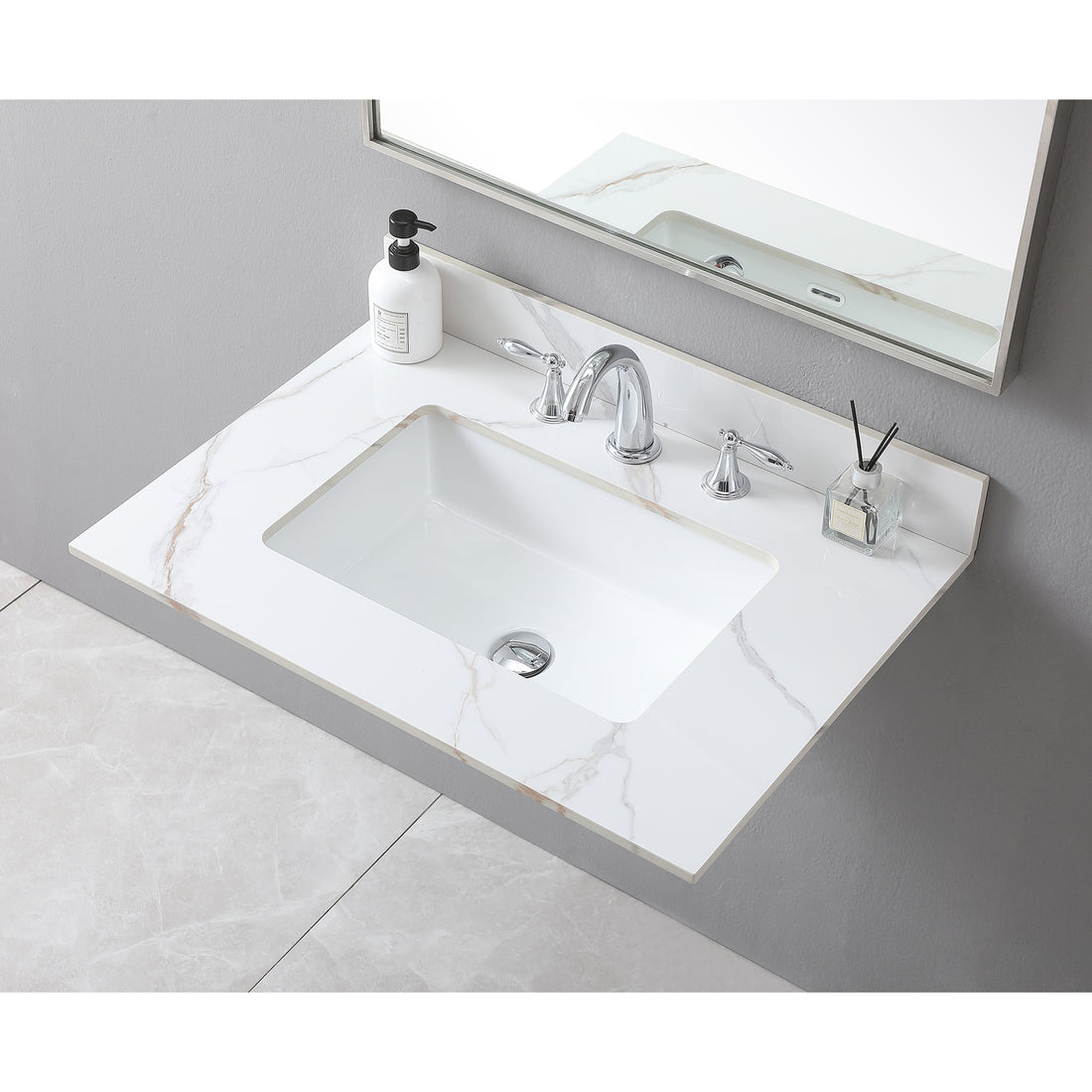 Montary 31inch bathroom vanity top stone carrara gold white-sintered stone