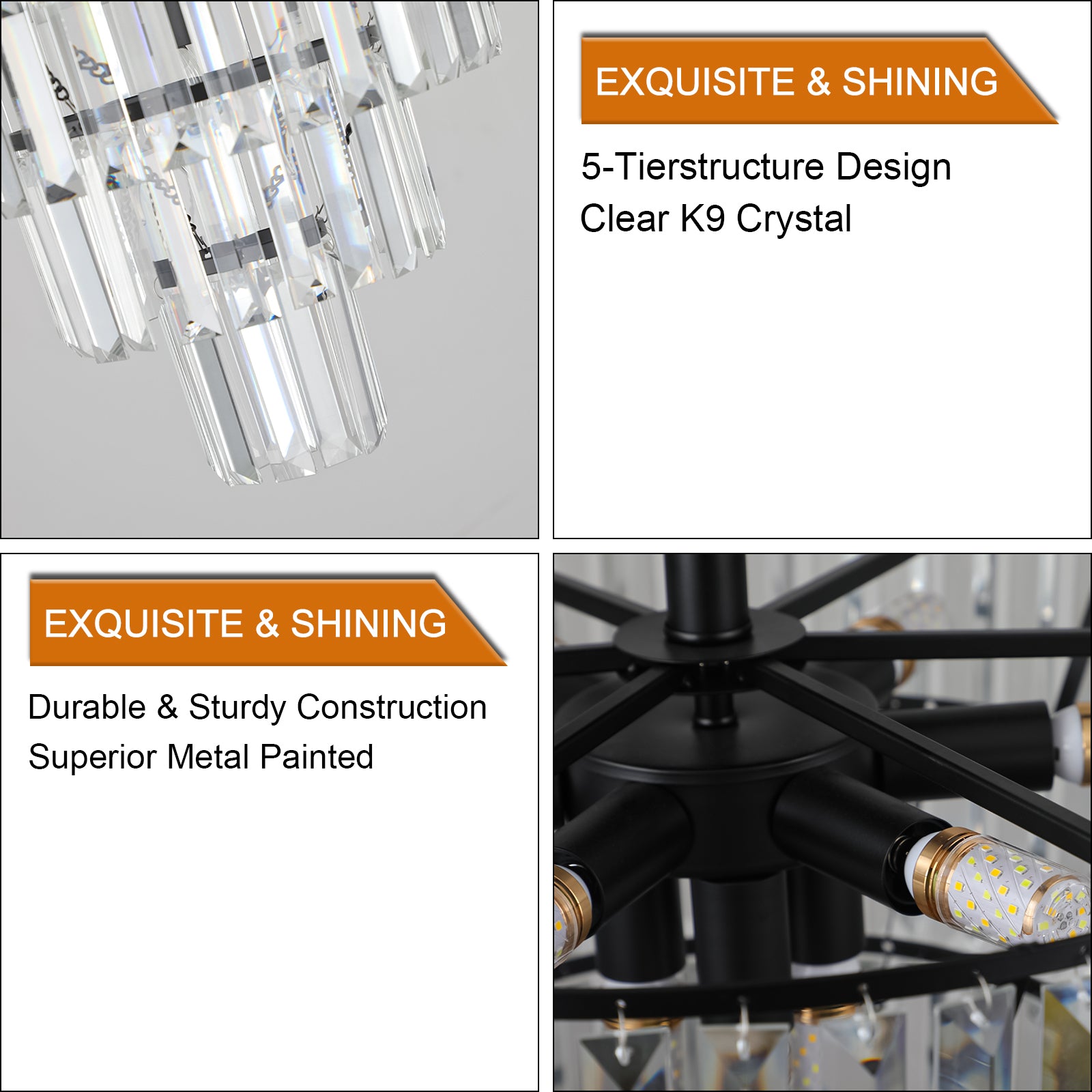 Black large crystal chandelier, modern style black-luxury-crystal