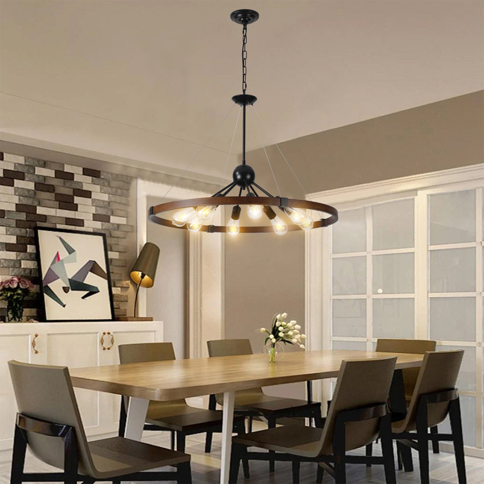 8 Light Retro Farmhouse Chandelier For Kitchen,