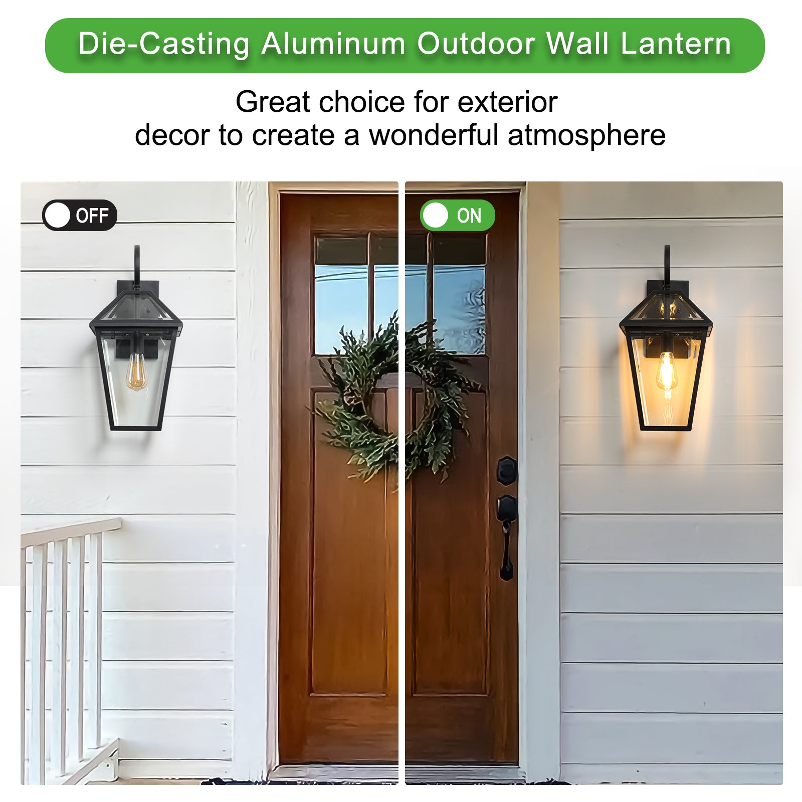 Modern Outdoor Waterproof Wall Lamp 2pack black-traditional-glass