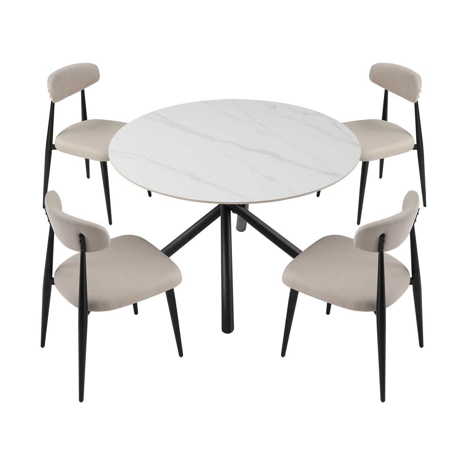 47.24" Modern Round Dining Table White Sintered