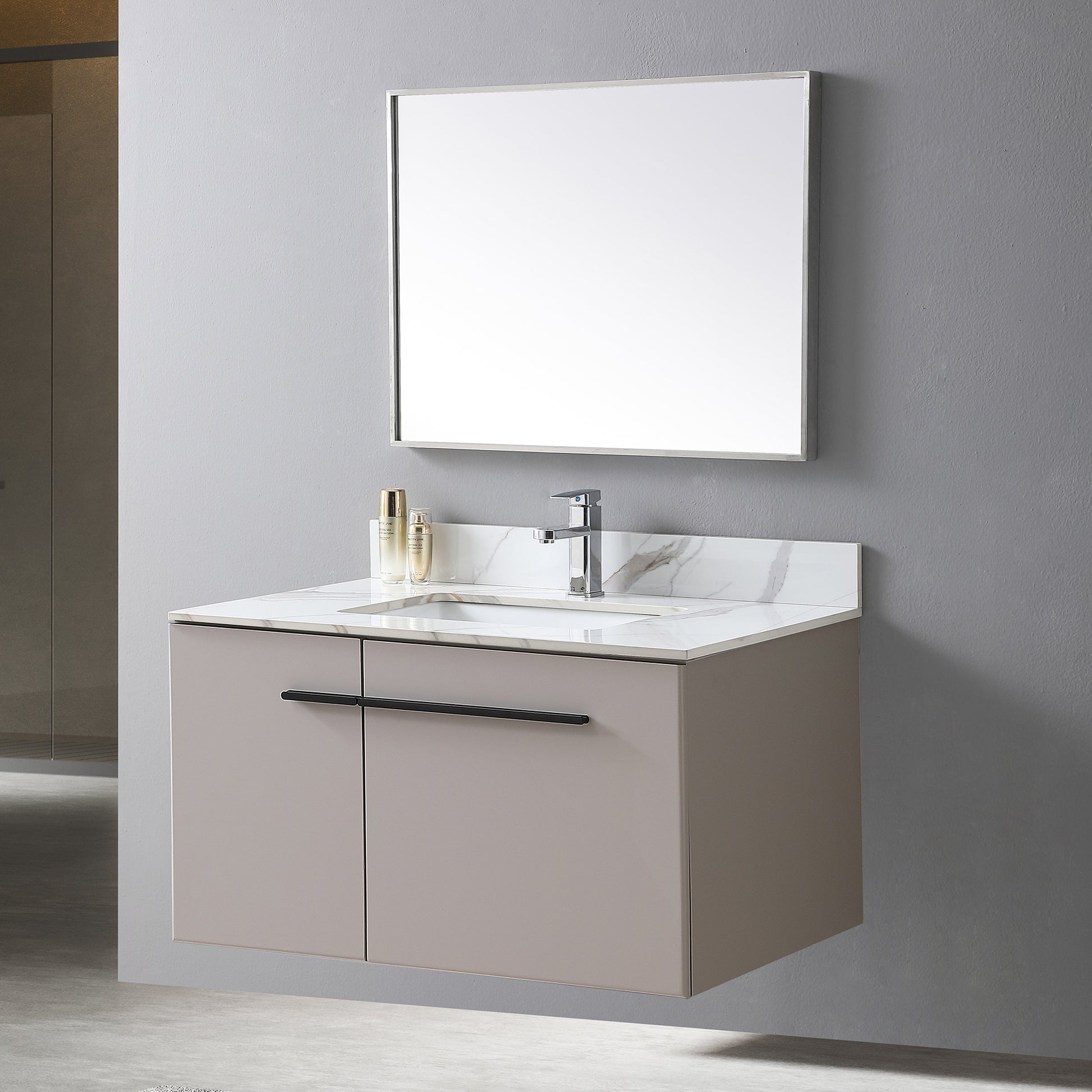 Montary 37inch bathroom vanity top stone carrara gold white-sintered stone