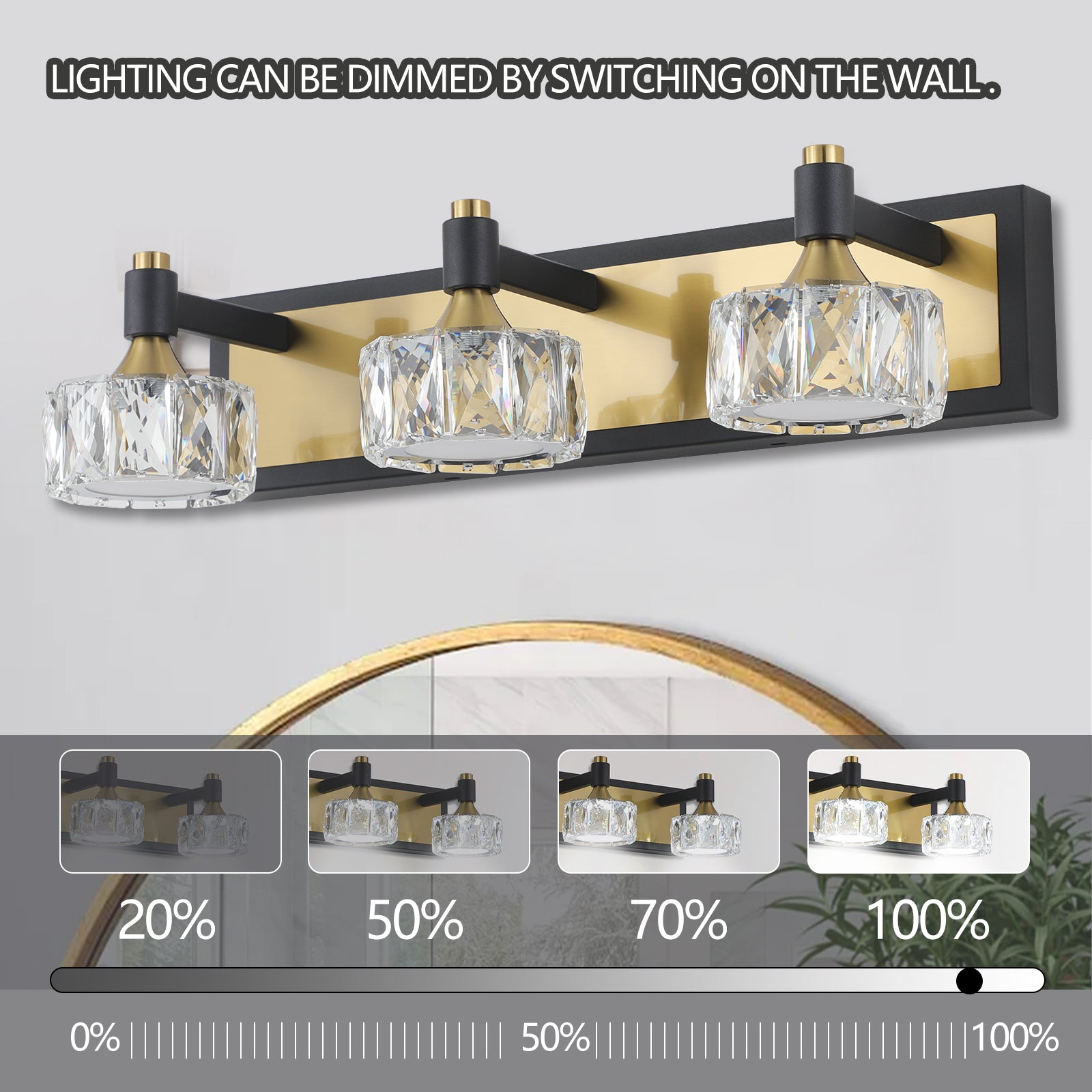 LED 3 Light Modern Crystal Bathroom Vanity Light Over yellow brown-luxury-modern-iron