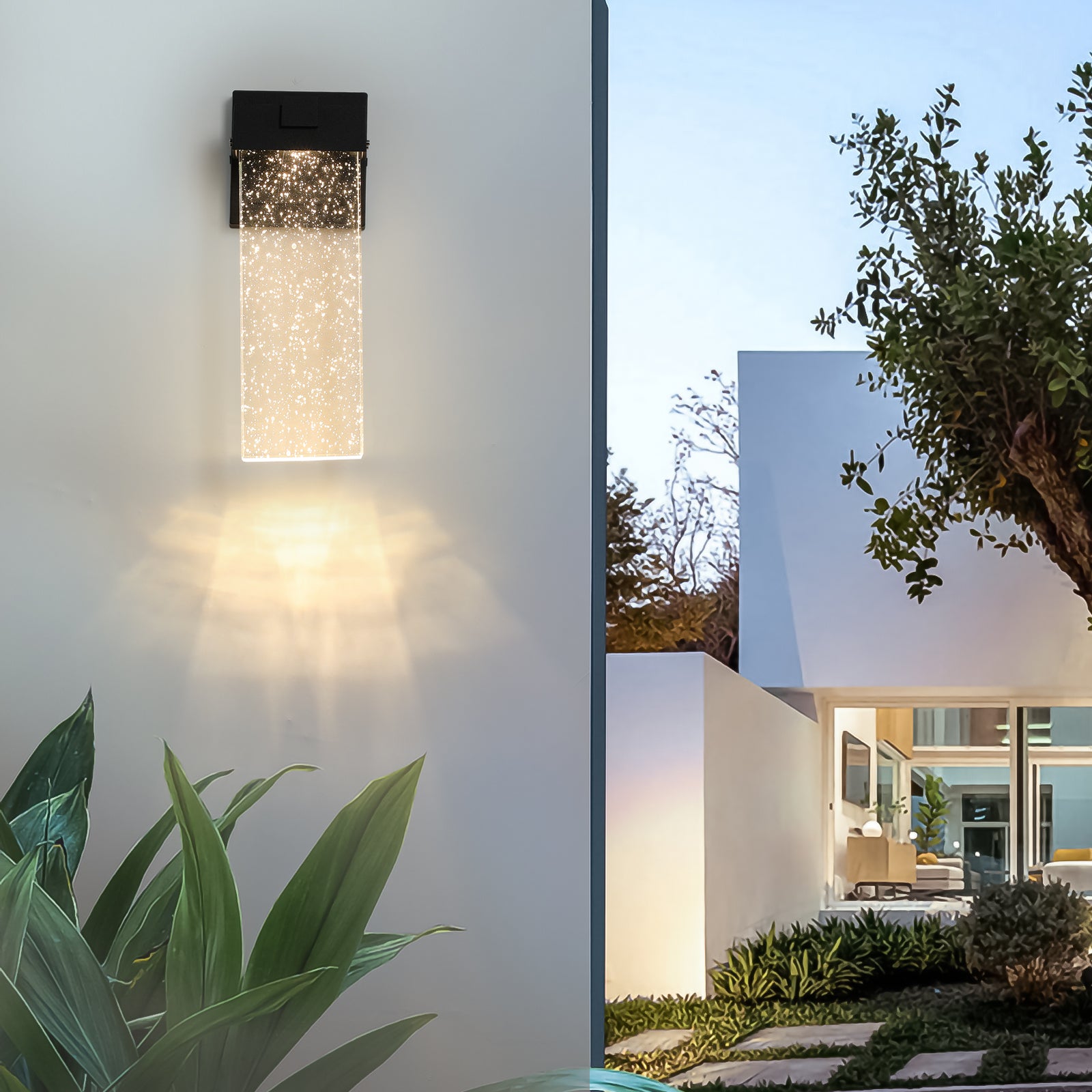 Outdoor Waterproof Transparent LED Crystal Wall Lamp 2 black-modern-crystal-aluminium