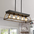 5 Light Farmhouse Chandeliers for Dining Room, Metal golden black-ceiling lights-farmhouse-iron