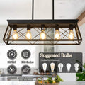 5 Light Farmhouse Chandeliers for Dining Room, Metal golden black-ceiling lights-farmhouse-iron