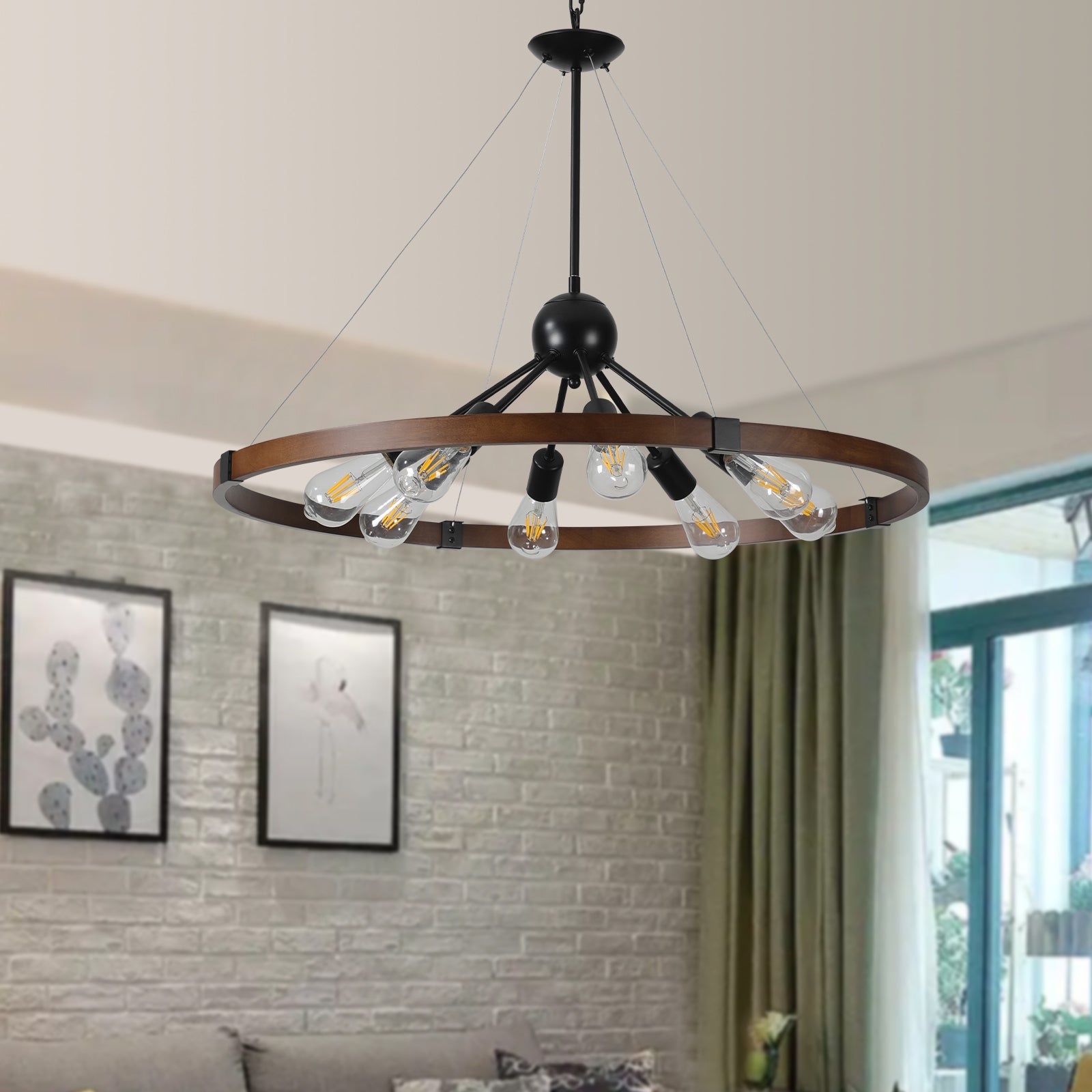 8 Light Retro Farmhouse Chandelier For Kitchen,