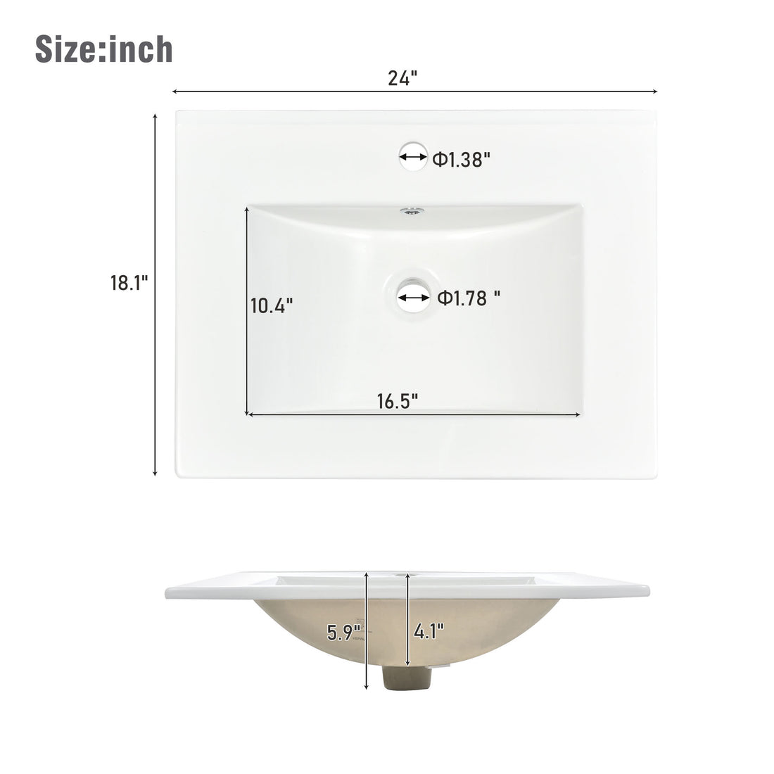 Sink Only 24 inch modern bathroom vanity