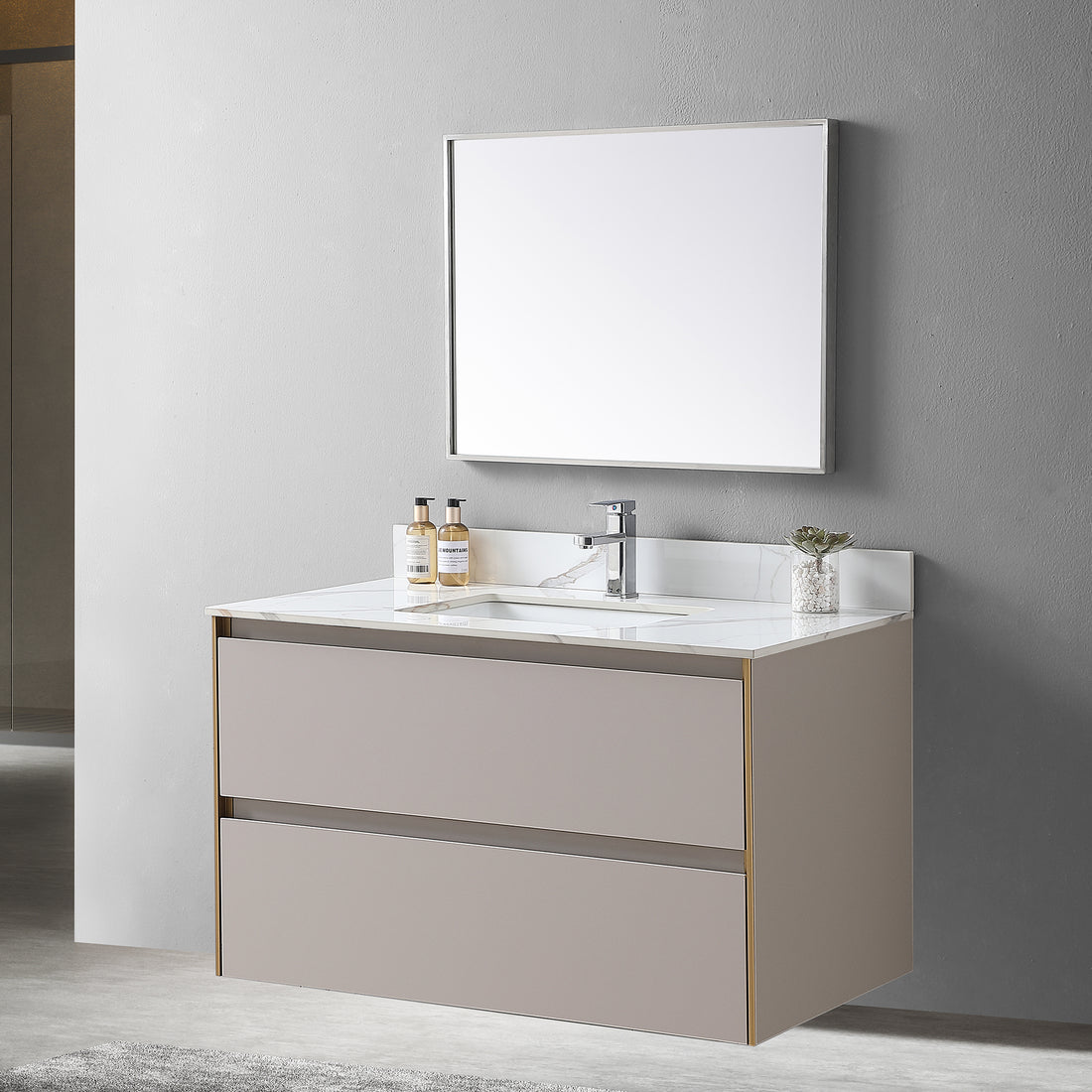 Montary 43x 22 inch bathroom stone vanity carrara