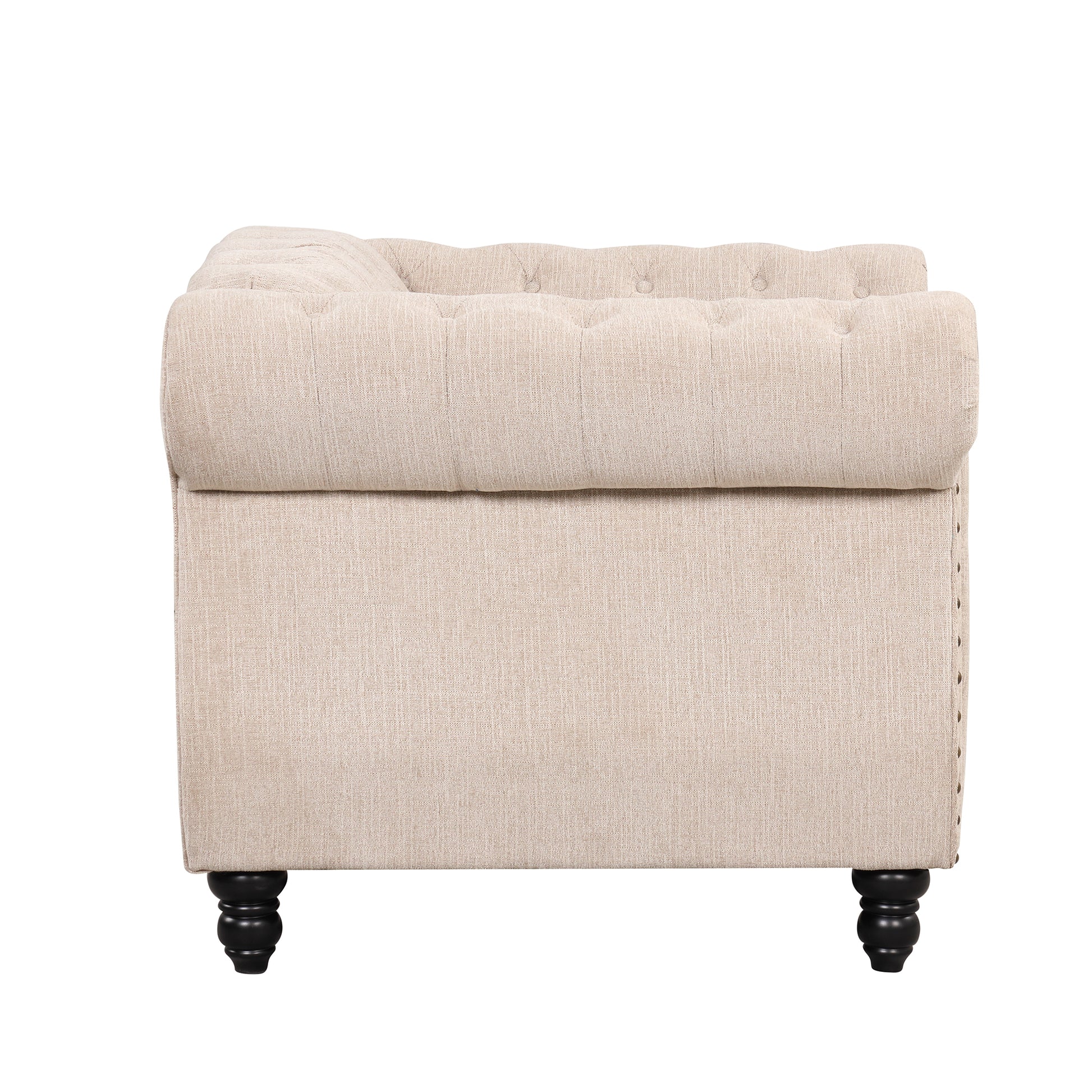 39" modern sofa Dutch plush upholstered sofa, solid beige-foam-polyester