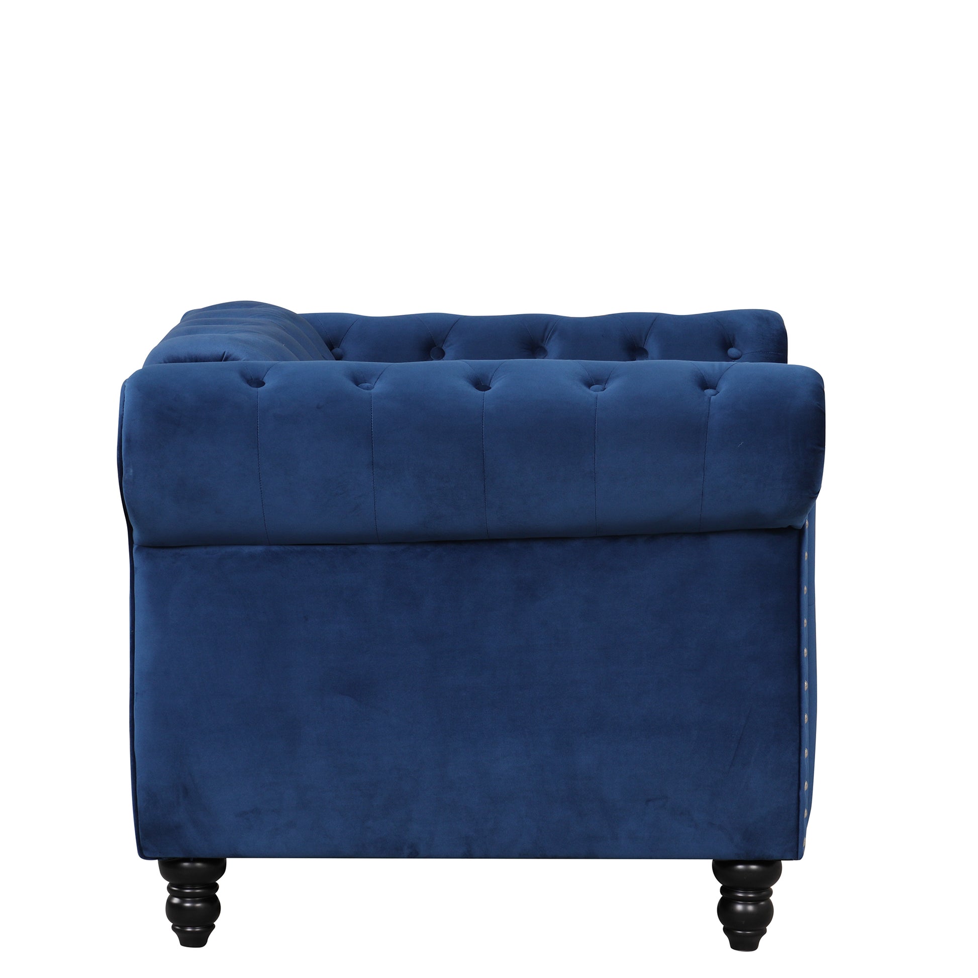 39" modern sofa Dutch plush upholstered sofa, solid blue-foam-polyester