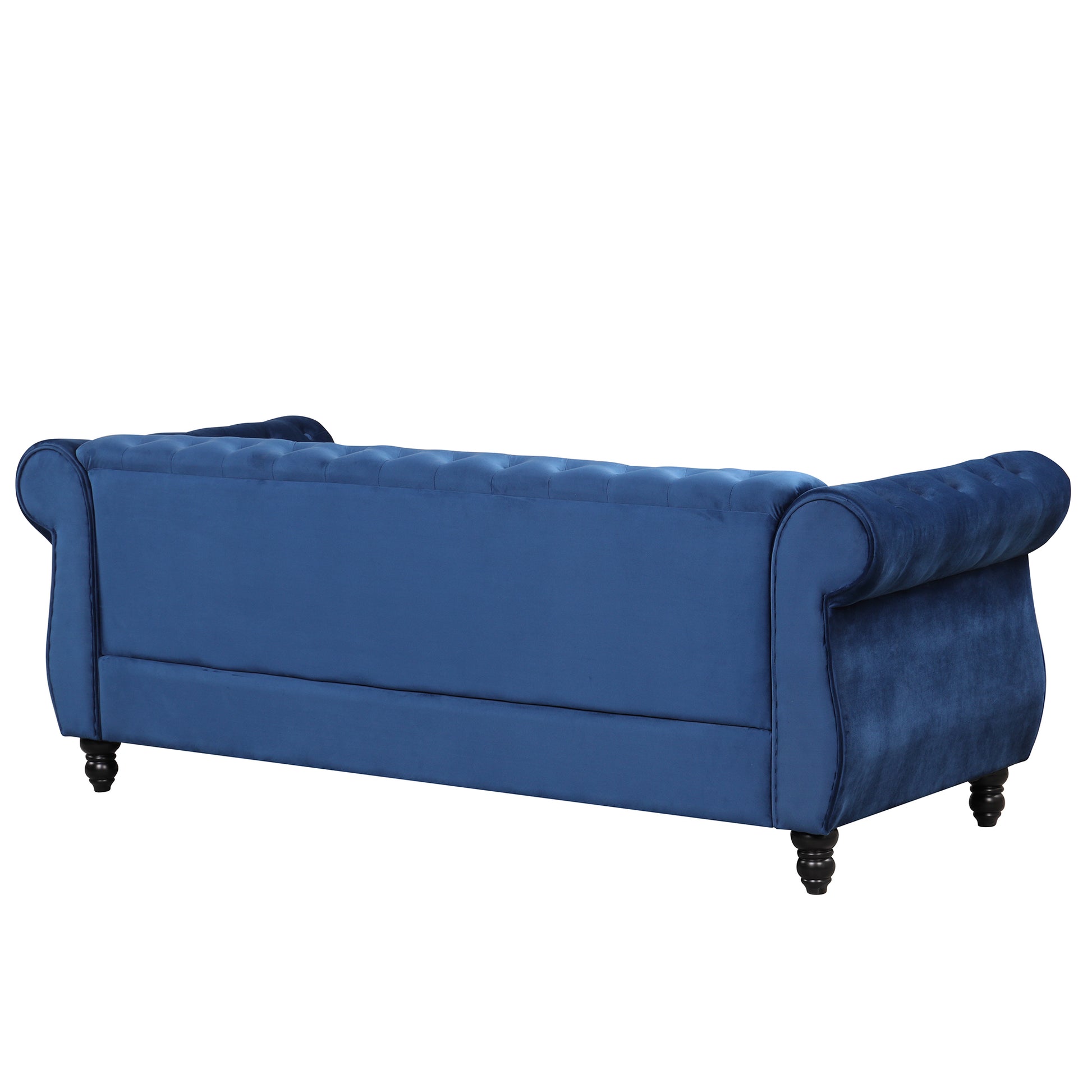 82" modern sofa Dutch plush upholstered sofa, solid blue-foam-polyester