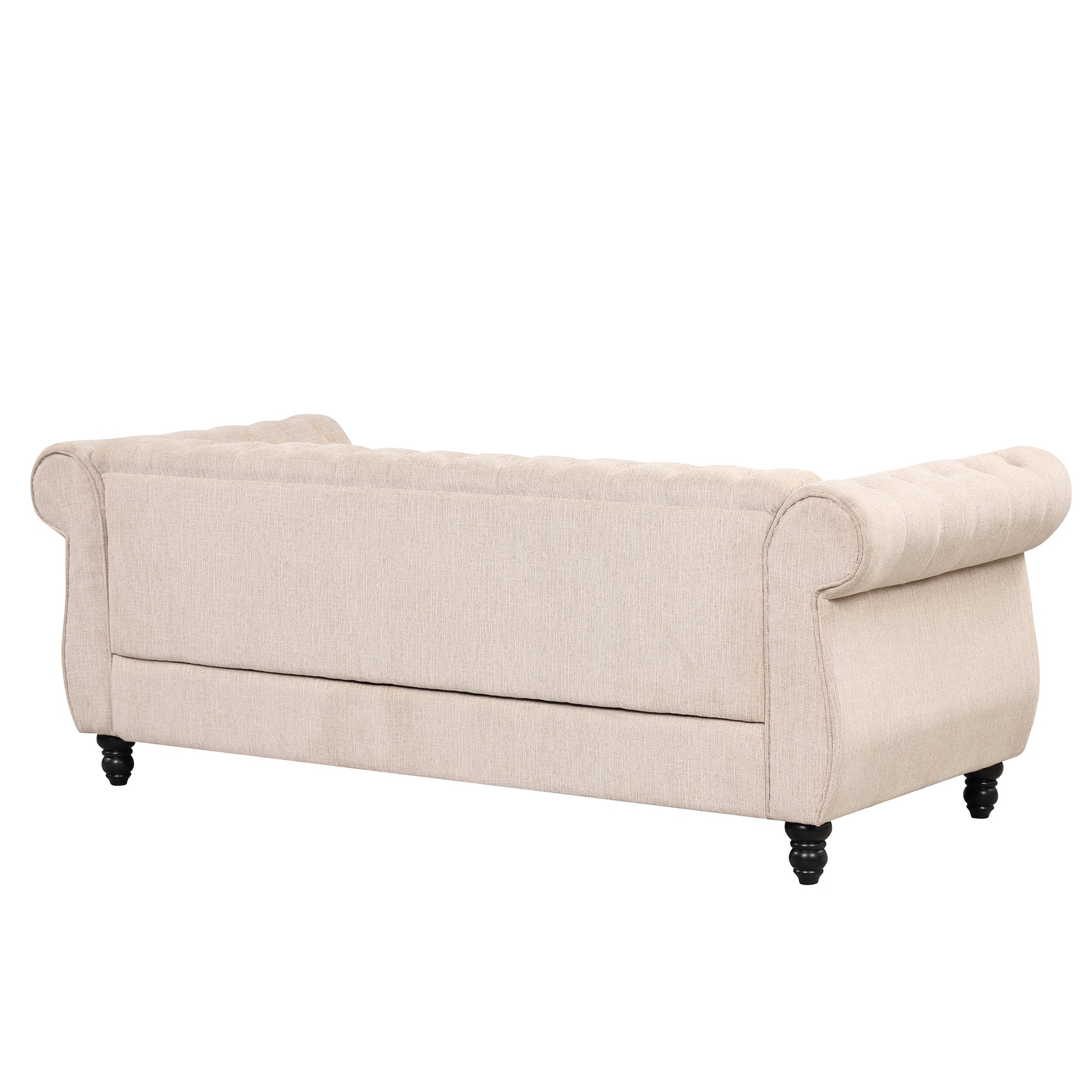 82" modern sofa Dutch plush upholstered sofa, solid beige-foam-polyester