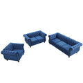 Modern three piece sofa set with solid wood legs blue-foam-polyester