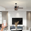 52 Inch Farmhouse Ceiling Fan with Lights and Remote,3 matt black-american design-american