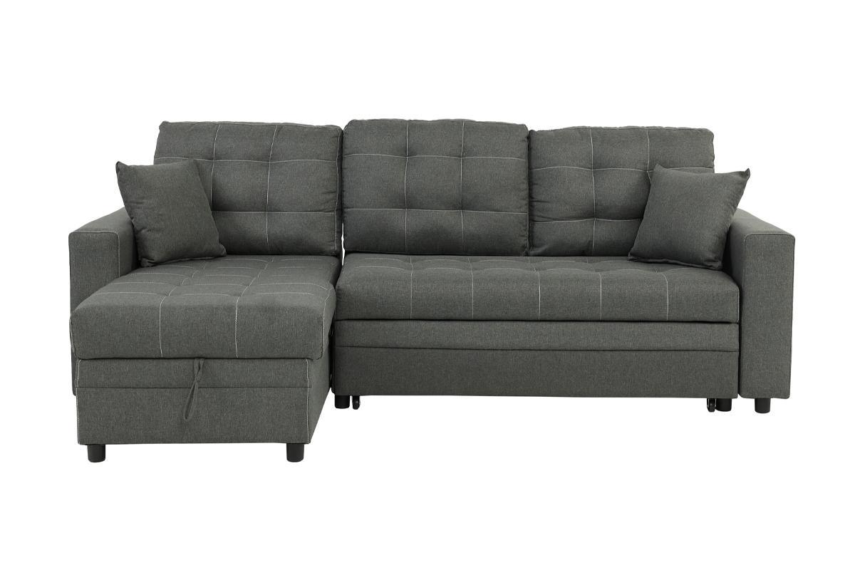 Ash Black Convertible Sectional Pull Out Bed Sofa antique black-wood-primary living space-tufted