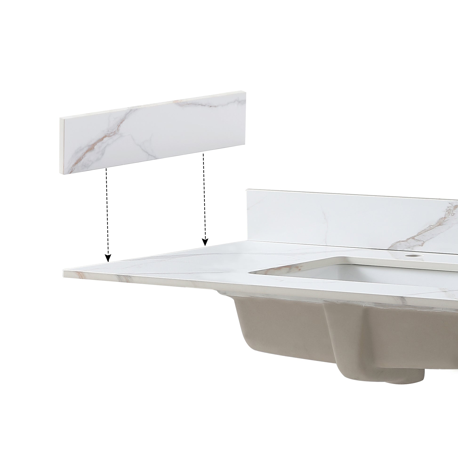 Vanity Top Carrara Gold Side Splash - White