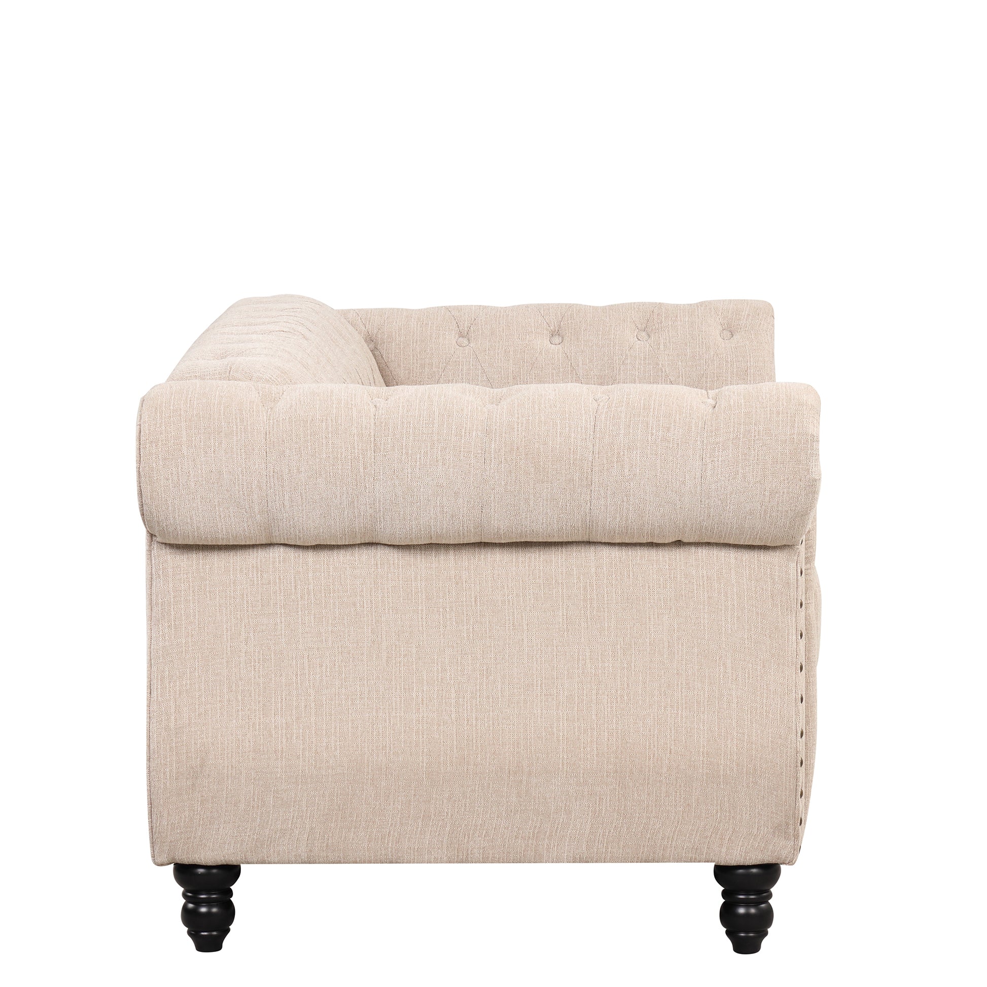 60" modern sofa Dutch plush upholstered sofa, solid beige-foam-polyester