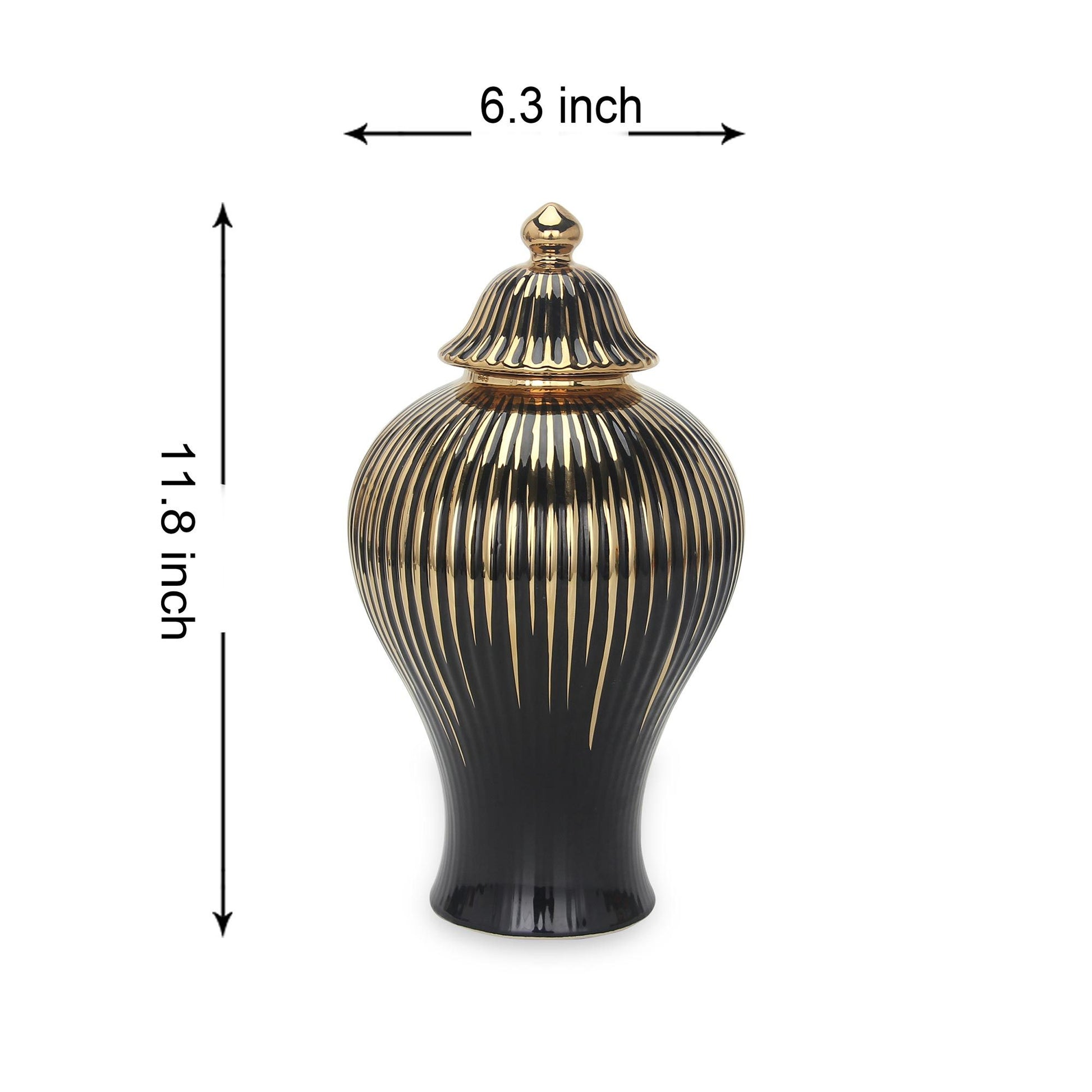 Black with Gold Design Ceramic Decorative Ginger Jar black-ceramic