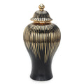 Black with Gold Design Ceramic Decorative Ginger Jar black-ceramic