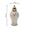 Regal White and Gold Ceramic Decorative Ginger Jar white-ceramic