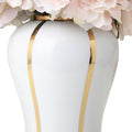 White Linear Gilded Ginger Jar with Removable Lid white-ceramic