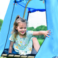 Kids Climbing Dome with Canopy and Playmat 10 ft blue-metal-outdoor