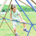 Kids Climbing Dome with Canopy and Playmat 10 ft blue-metal-outdoor