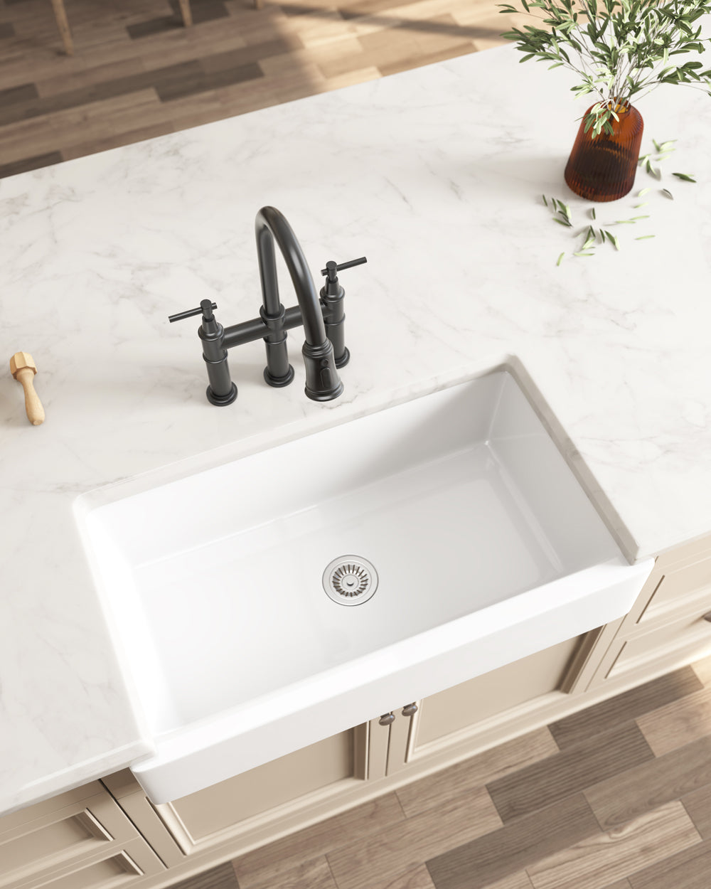 White Farmhouse Sink Deep Apron Sink Undermount