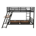 Full Size Metal Bunk Bed With Built In Desk,