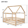 Full Size Floor Wooden Bed With House Roof Frame