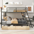 Full Size Metal Bunk Bed With Built In Desk,