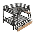 Full Size Metal Bunk Bed With Built In Desk,