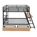 Full Size Metal Bunk Bed With Built In Desk,