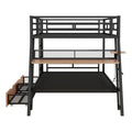 Full Size Metal Bunk Bed With Built In Desk,